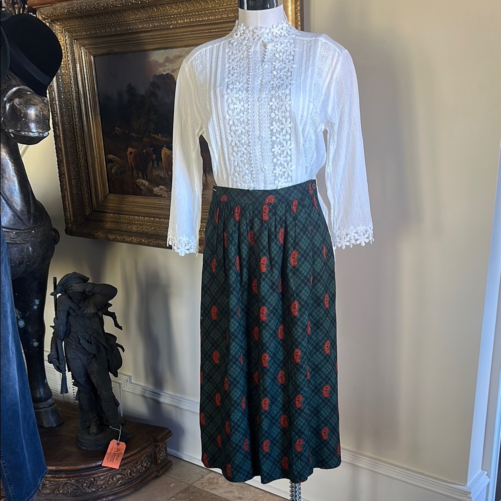 That’s Me! Vintage Rayon Skirt Sz 5/6 Green Paisley A-Line Skirt EVC